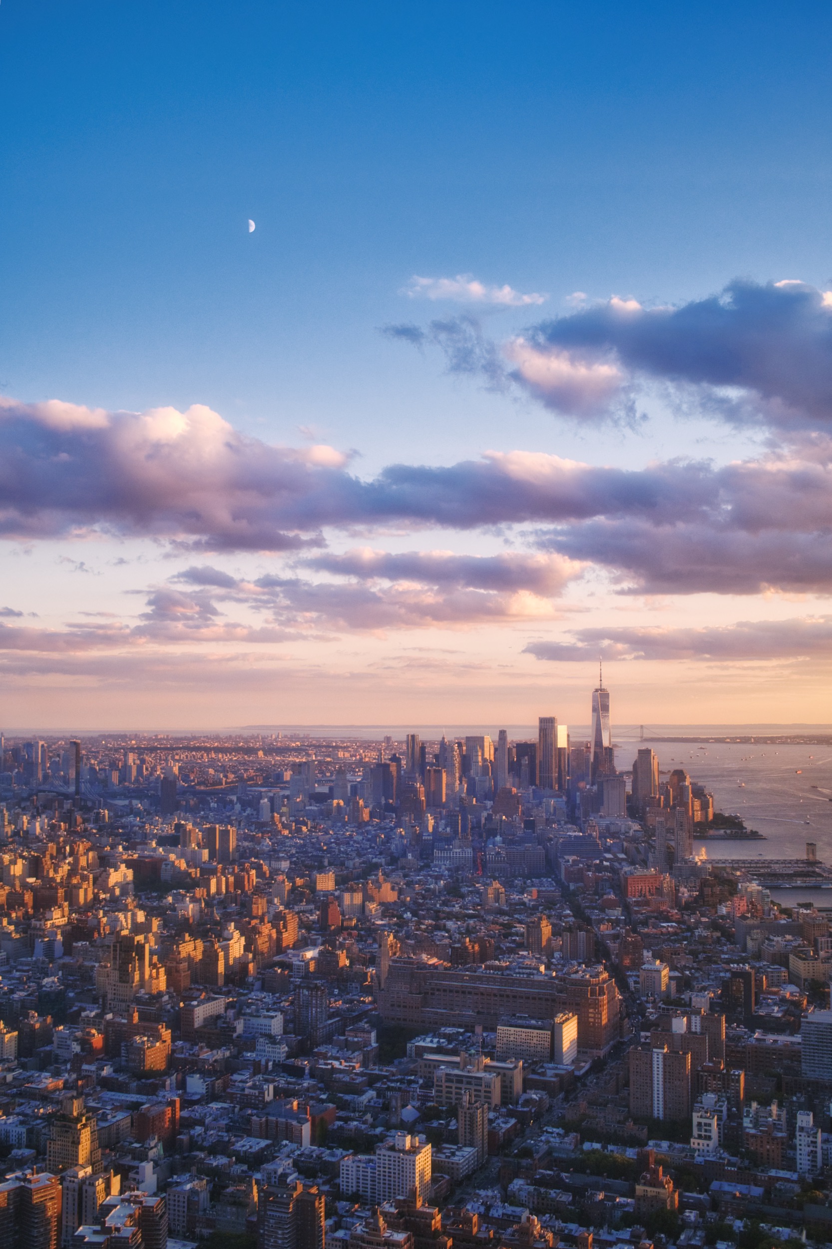 The Manhattan skyline in warm evening light
